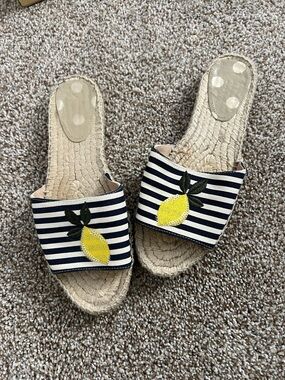 Boden lemon stripes slide sandal size 7